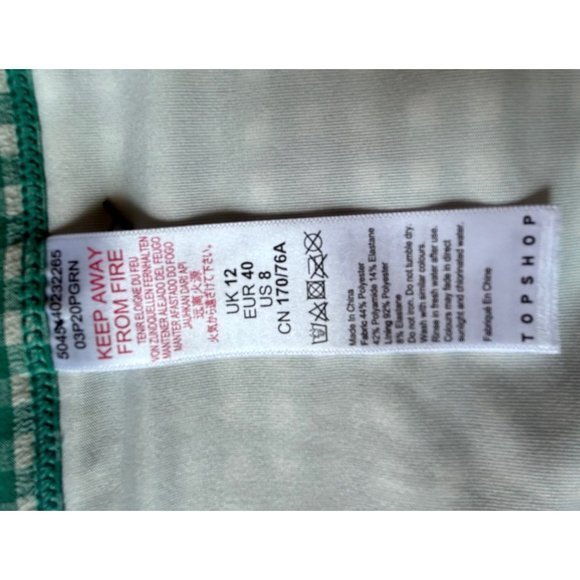 Topshop Green Gingham new without tag Swim Bikini Bottoms size 8 - Picture 5 of 8